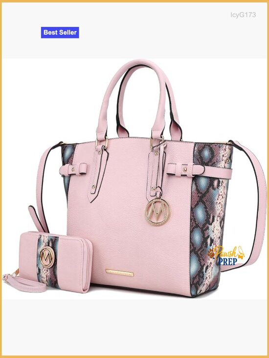 MKF Collection Tote Bag and wallet set, Women Snake Embossed Tote Bag and Wallet Set with Wristlet